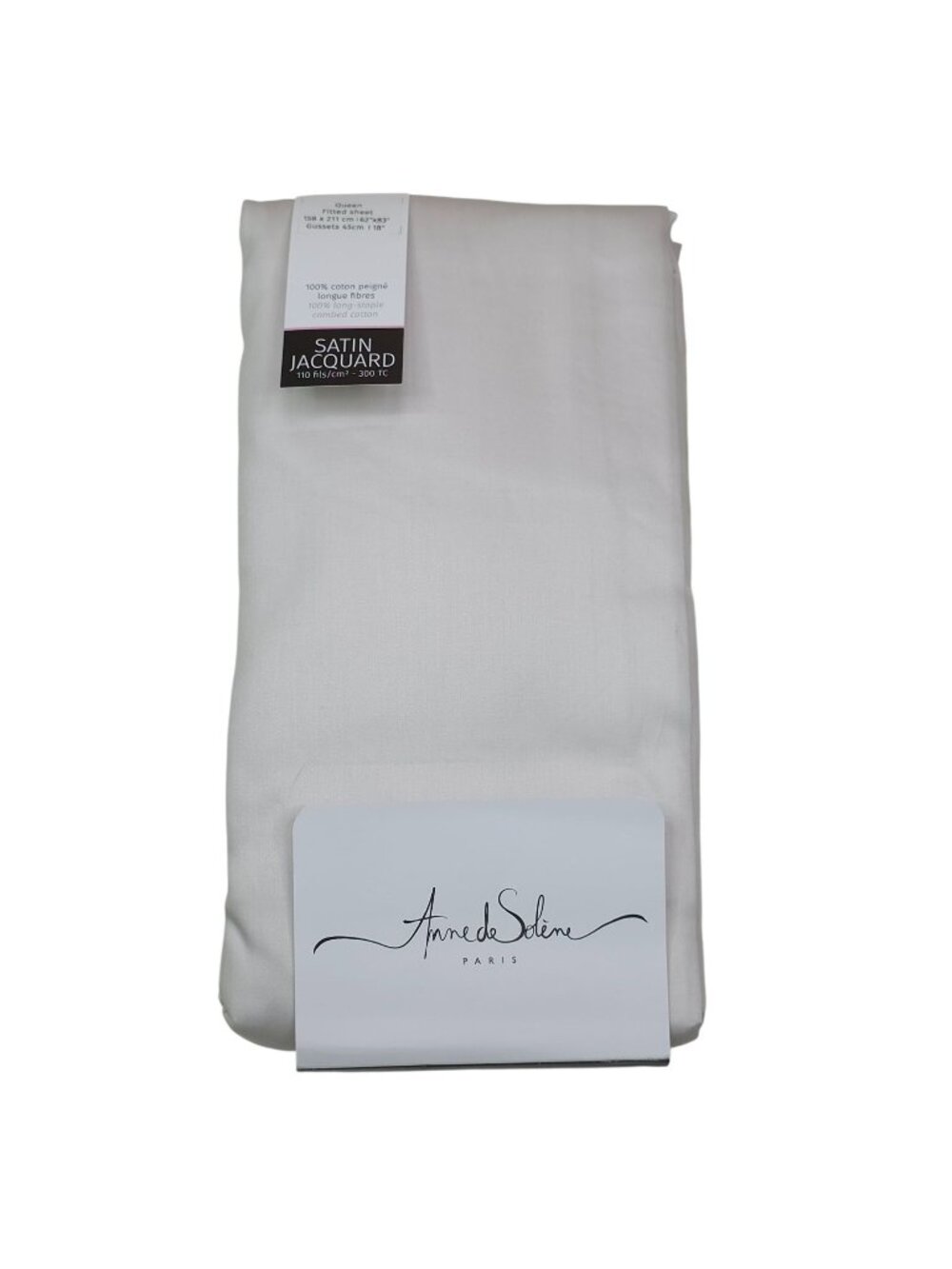 Anne De Solene Satin Jacquard CARACTERE Queen Fitted Sheet 300 TC Cotton Sateen